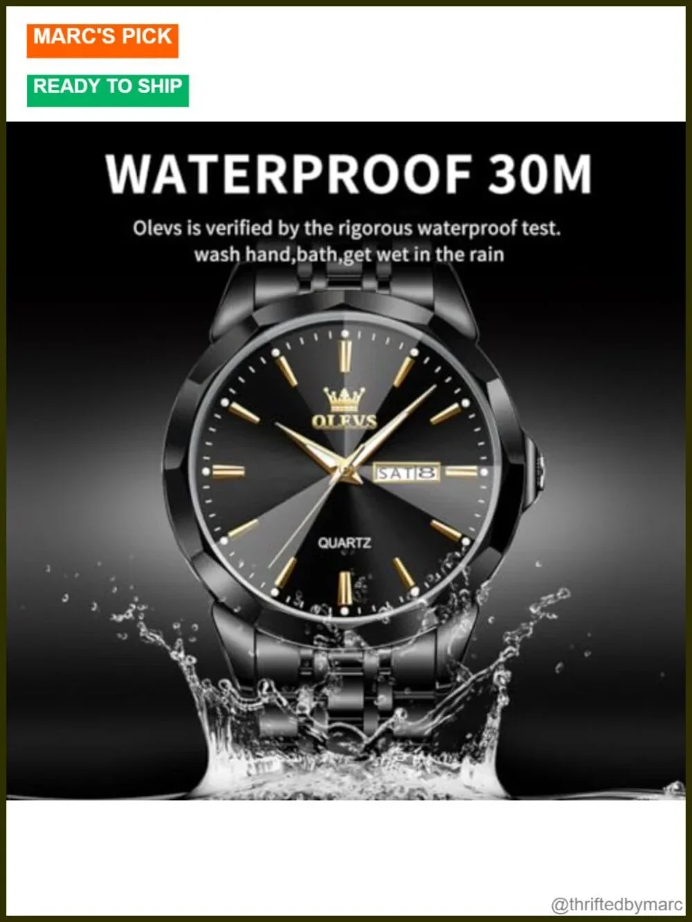 Diamond Business Dress Quartz Stainless Steel Waterproof Luminous Date Two Tone